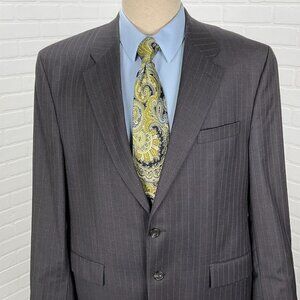 Ralph Lauren Blazer Men 44R‎ Gray White Pinstripe Wool Classic Career Jacket